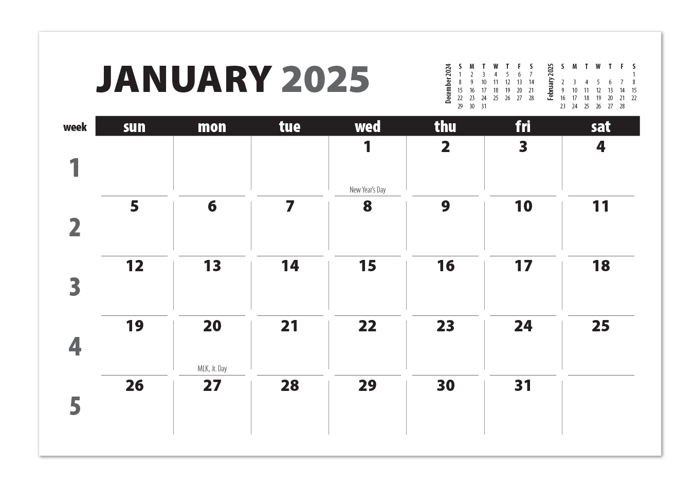Monthly 3 Month Printable Calendar 2025