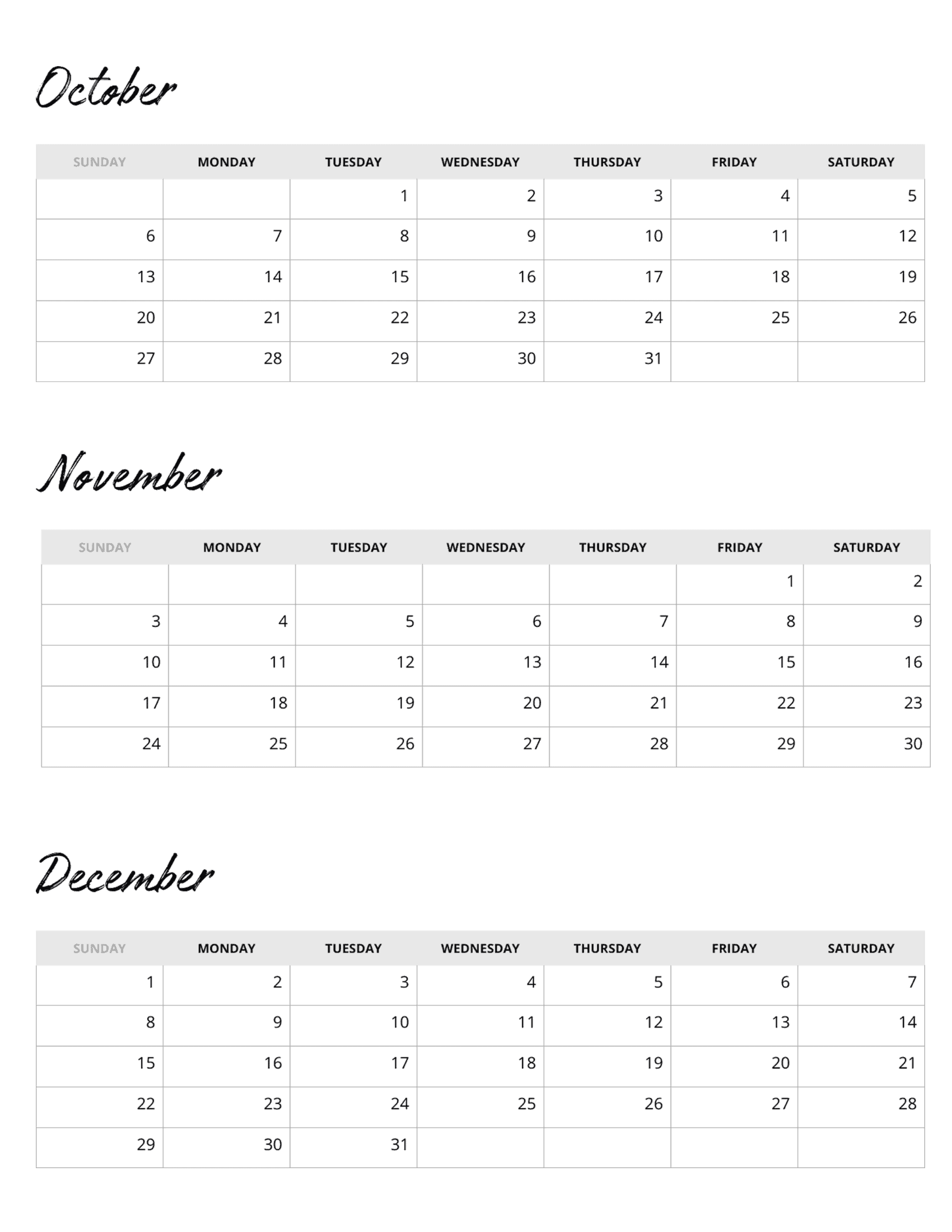 3 Month Printable Calendars 3 Month Printable Calendars