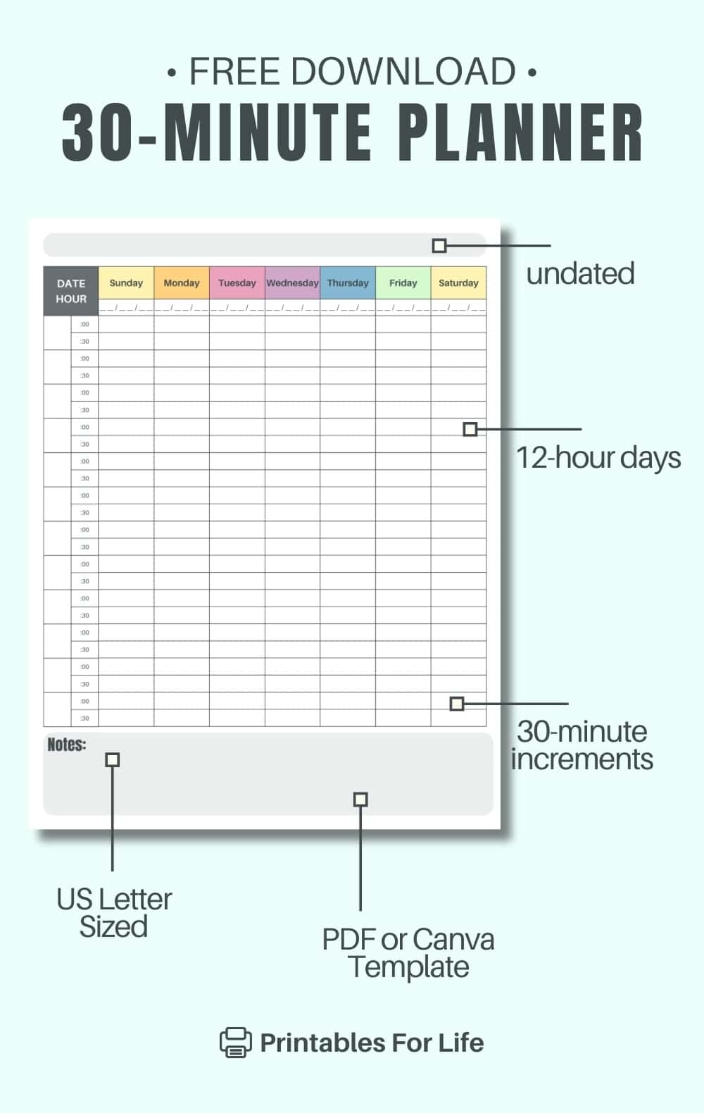 30 Minute Appointment Calendar Printable 30 Minute Appointment Calendar Printable