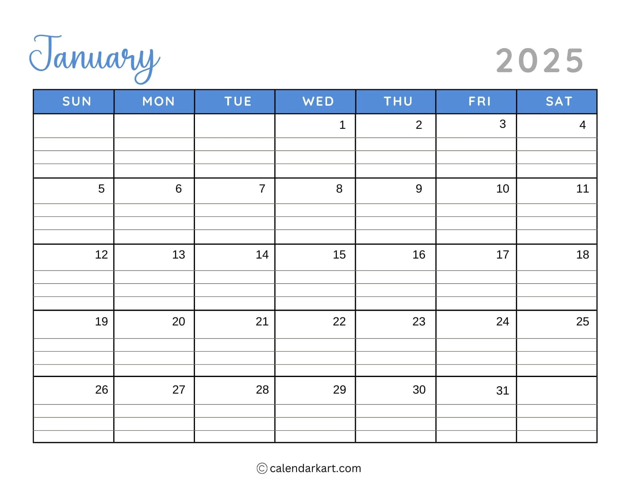 Printable Calendar 2025