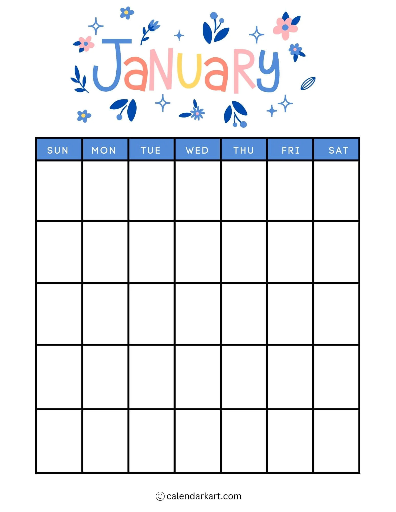 40 Printable January 2025 Calendars Free Pdf Calendarkart