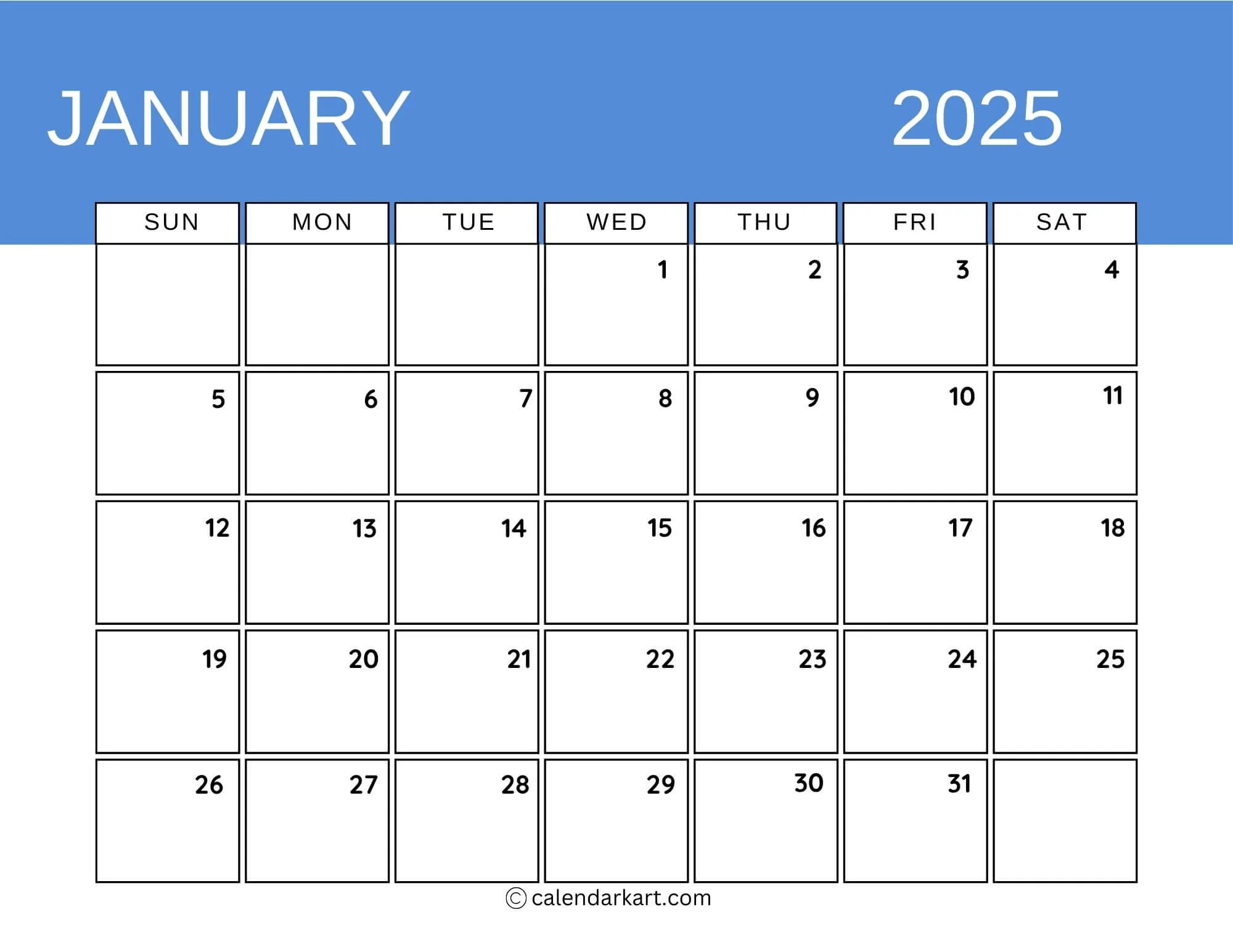 40 Printable January 2025 Calendars Free Pdf Calendarkart
