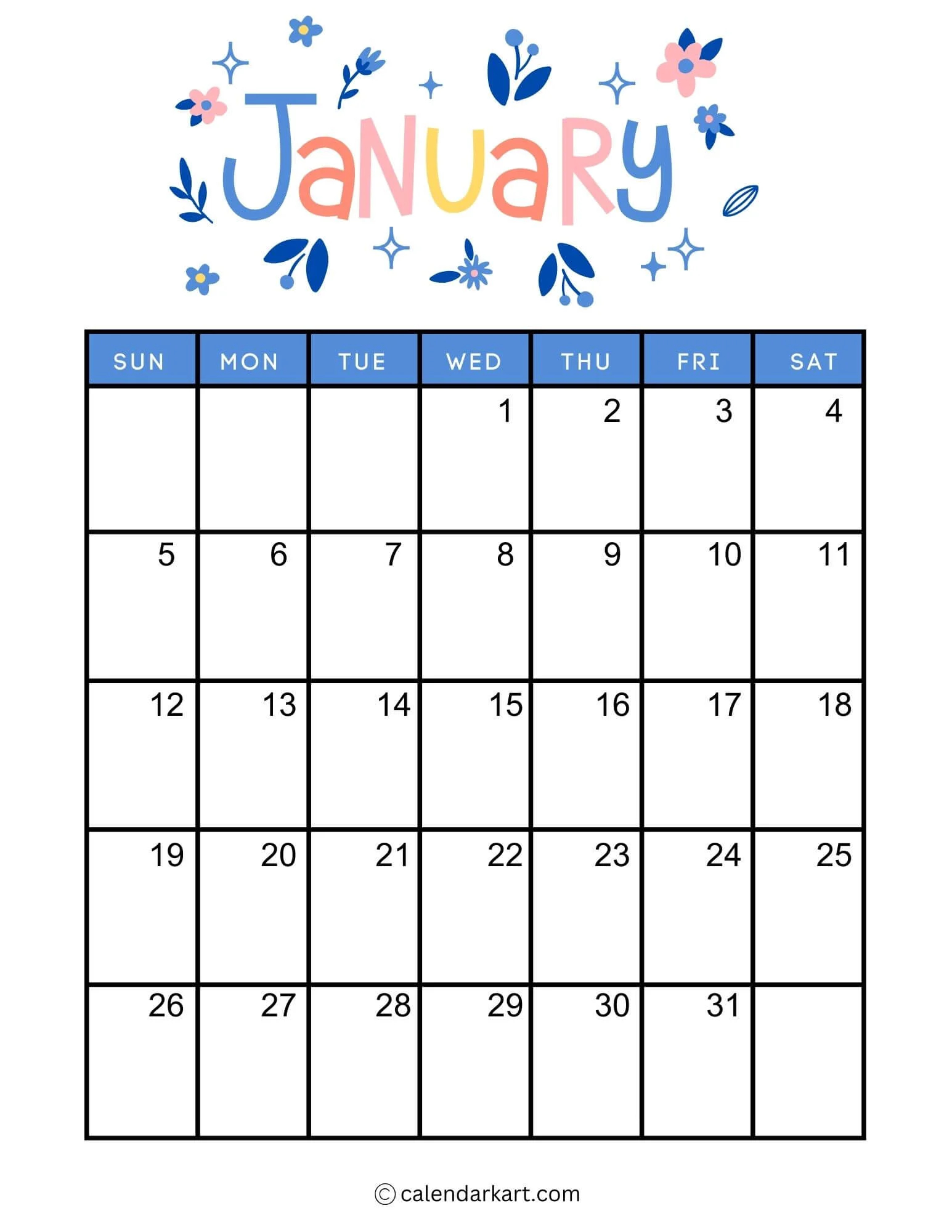 Printable Calendar Vertical