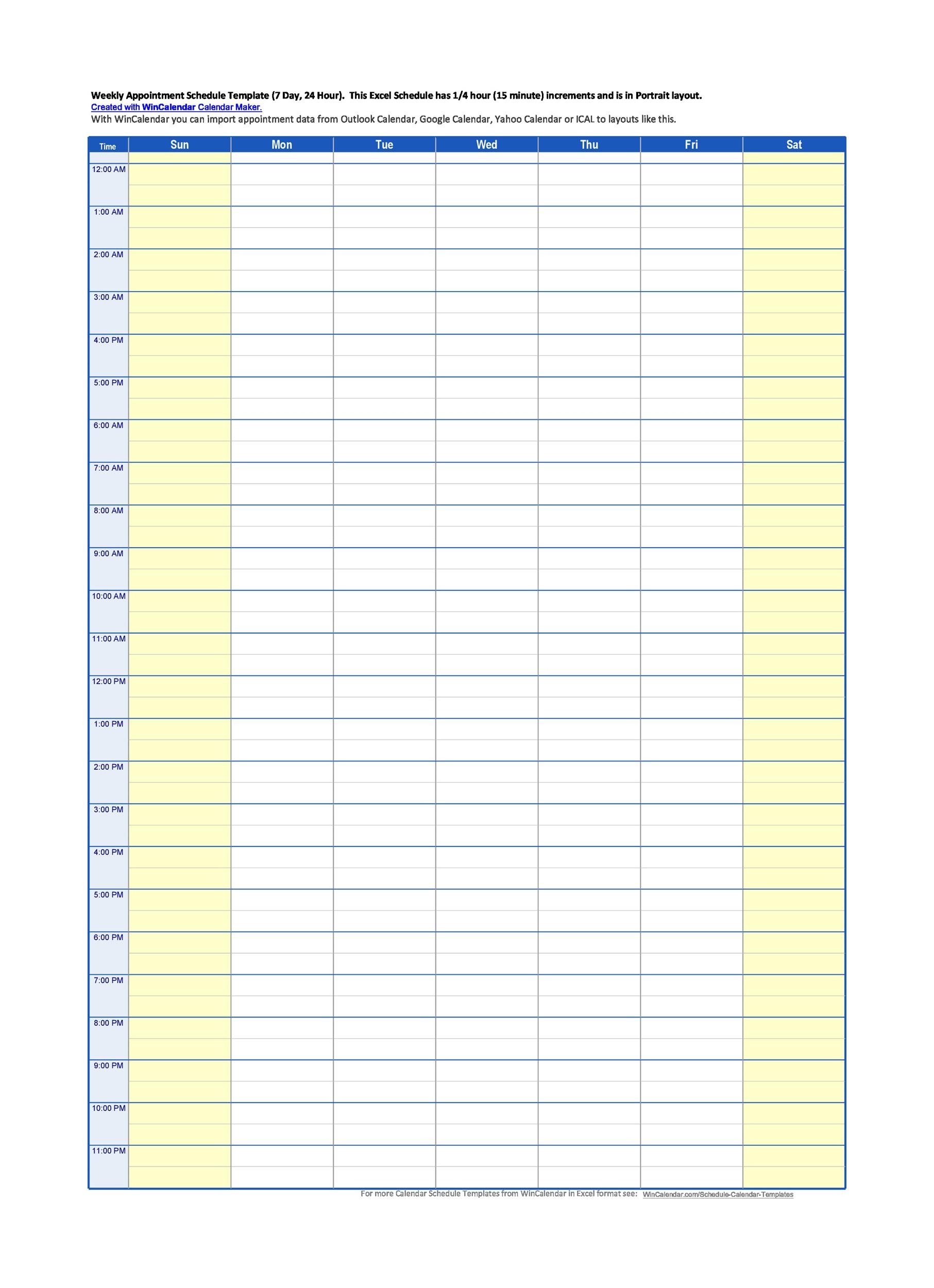 50 Printable Appointment Schedule Templates Appointment Calendars 