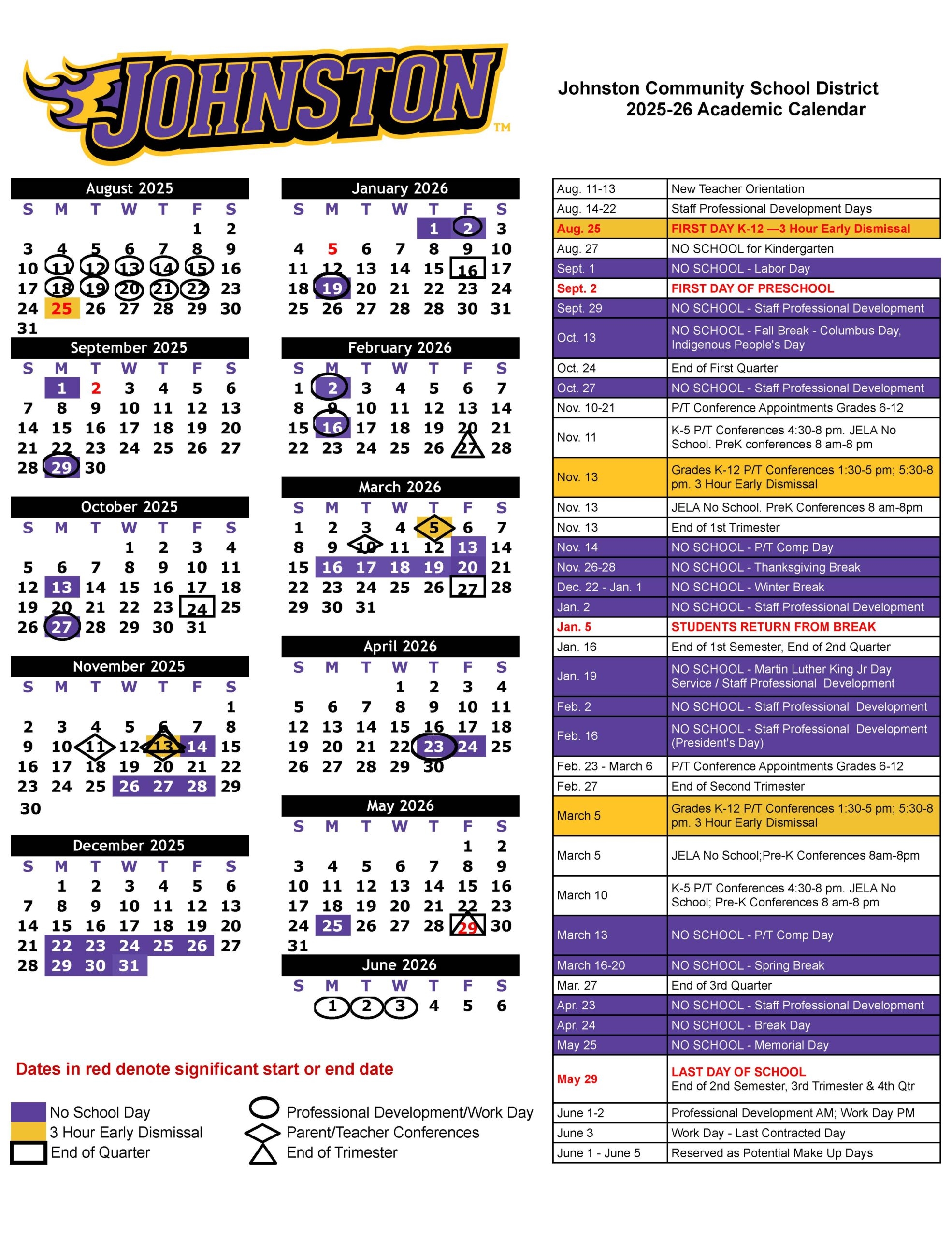 Printable Calendar School Year 25-26