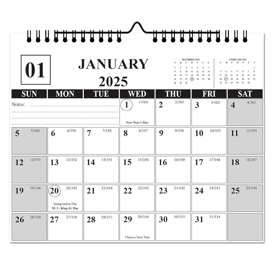 Printable 12 Month Calendar With Holidays For 2025