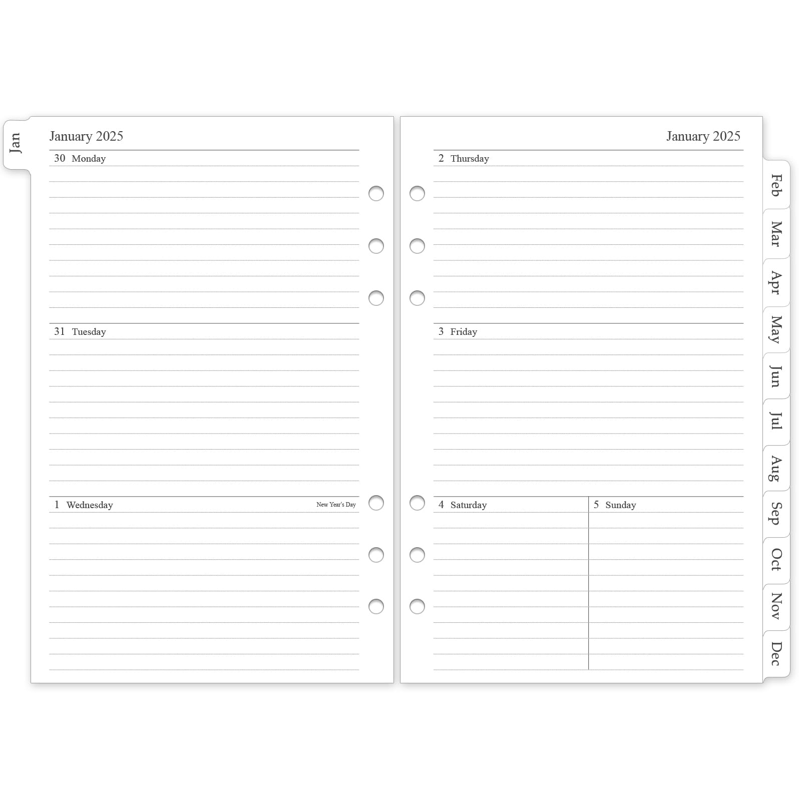 Mini Binder Calendar Printable 2025 55in X 85in
