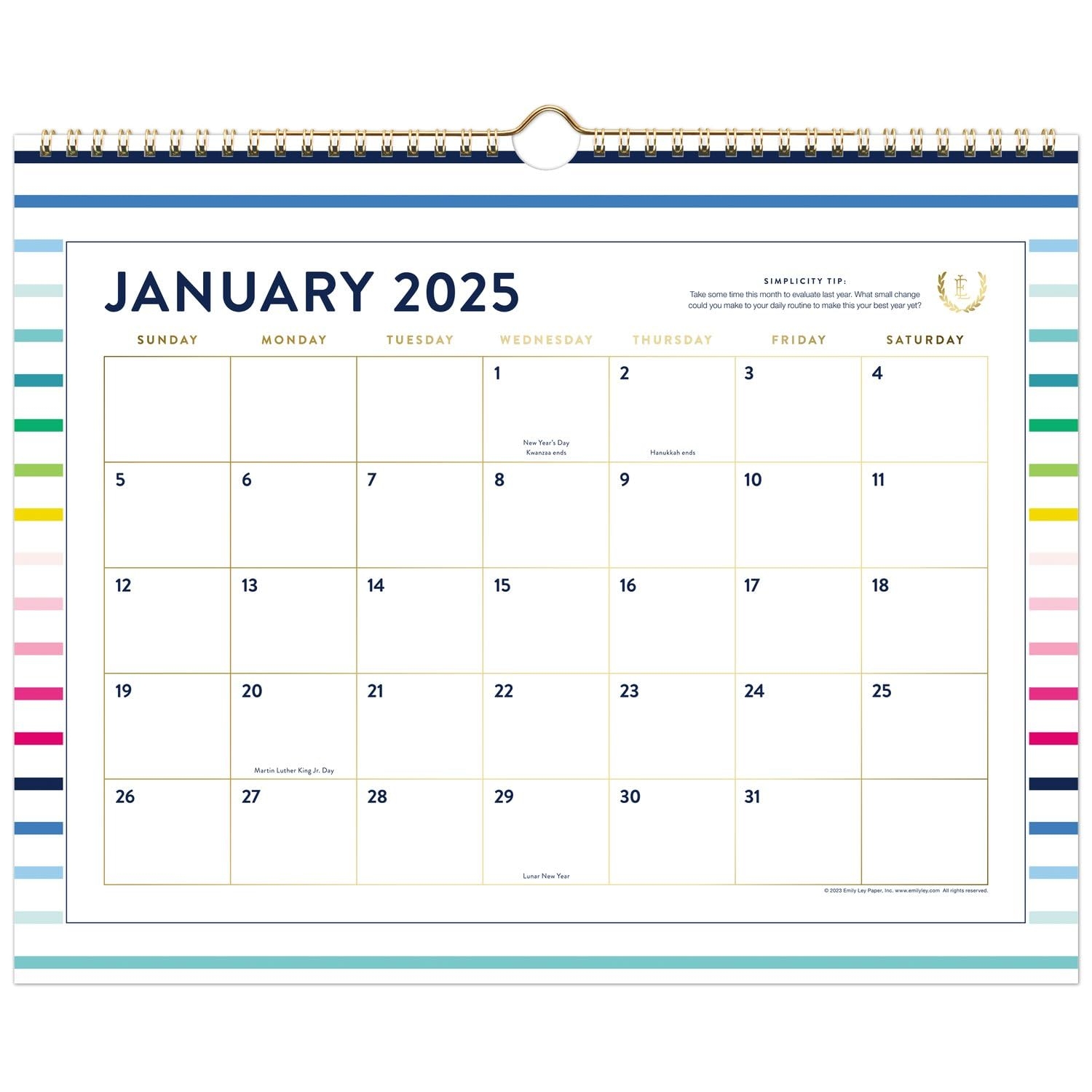 Amazon AT A GLANCE 2025 Wall Calendar Simplified By Emily Ley Monthly 15 X 12 Medium Happy Stripe EL16 707 25 Office Products