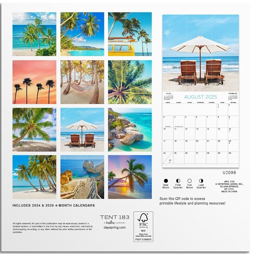 Amazon Beaches 2025 Mini Wall Calendar 9798886026399 DaySpring Books