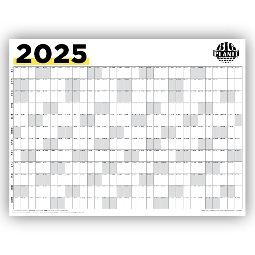 Amazon BIG PLANIT 2025 Wall Calendar 48x36 Inches Durable Paper Extra Large Size Sticky Notes Included Stay Organized With The Ultimate Planner Black Office Products