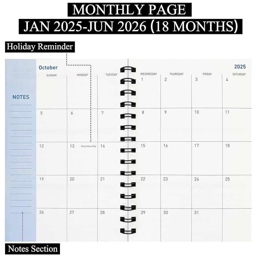 Amazon Daily Planner 2025 2026 Weekly And Monthly Planner 2025 2026 Academic Year January 2025 June 2026 Calendar Planner 8 2 5 5 18 Months JAN 2025 JUN 2026 Black Office Products