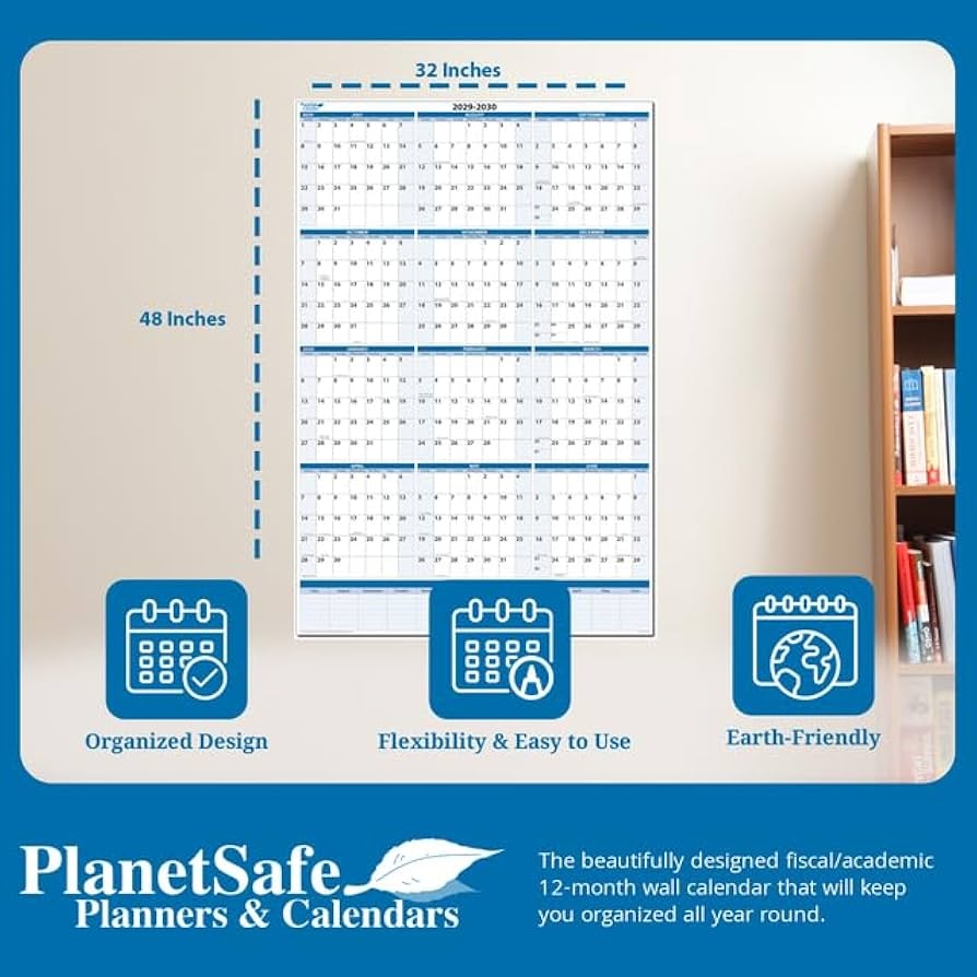 Amazon Fiscal Academic Split Year July 2026 To June 2027 Vertical 12 Month Wall Calendar 48 X 32 Dry Wet Erasable With Next Year Planner Area Complete With Fine Tip Dry erase