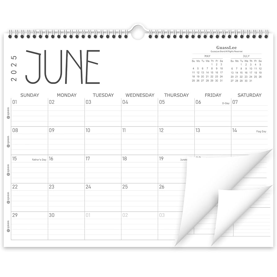 Amazon GuassLee Wall Calendar 2025 2025 2026 Calendar Wall From Jun 2025 To May 2026 14 X 11 Paper Monthly Planner Wall Hanging Calendar With Thick Paper For Office Home Planning Organizing Office Products
