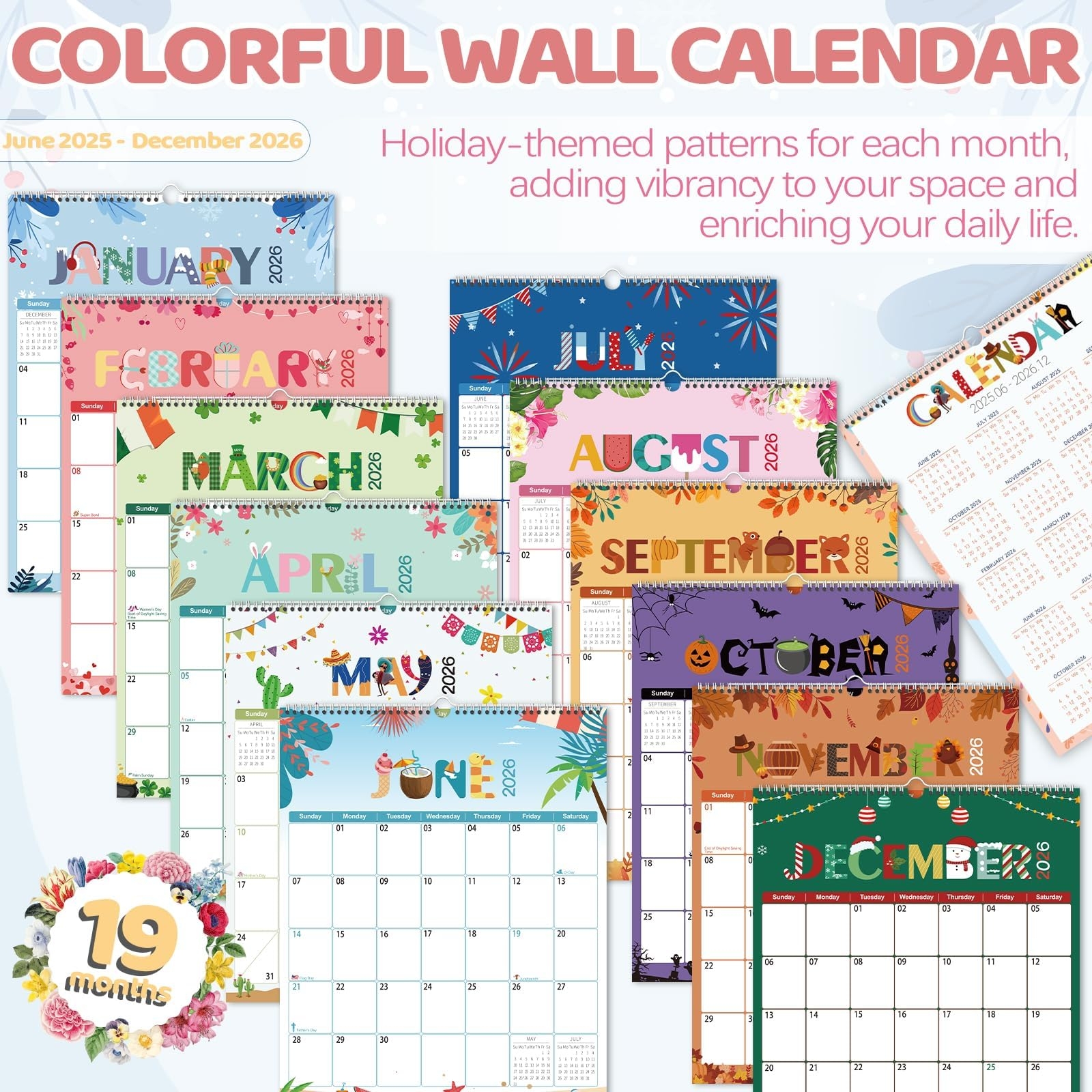 Amazon GuassLee Wall Calendar 2025 2026 Vertical Wall Calendar 2025 Jun 2025 To Dec 2026 14 X 11 19 Month Paper Hanging Planner Wall With Thick Paper For Office Home Planning Organizing Office Products