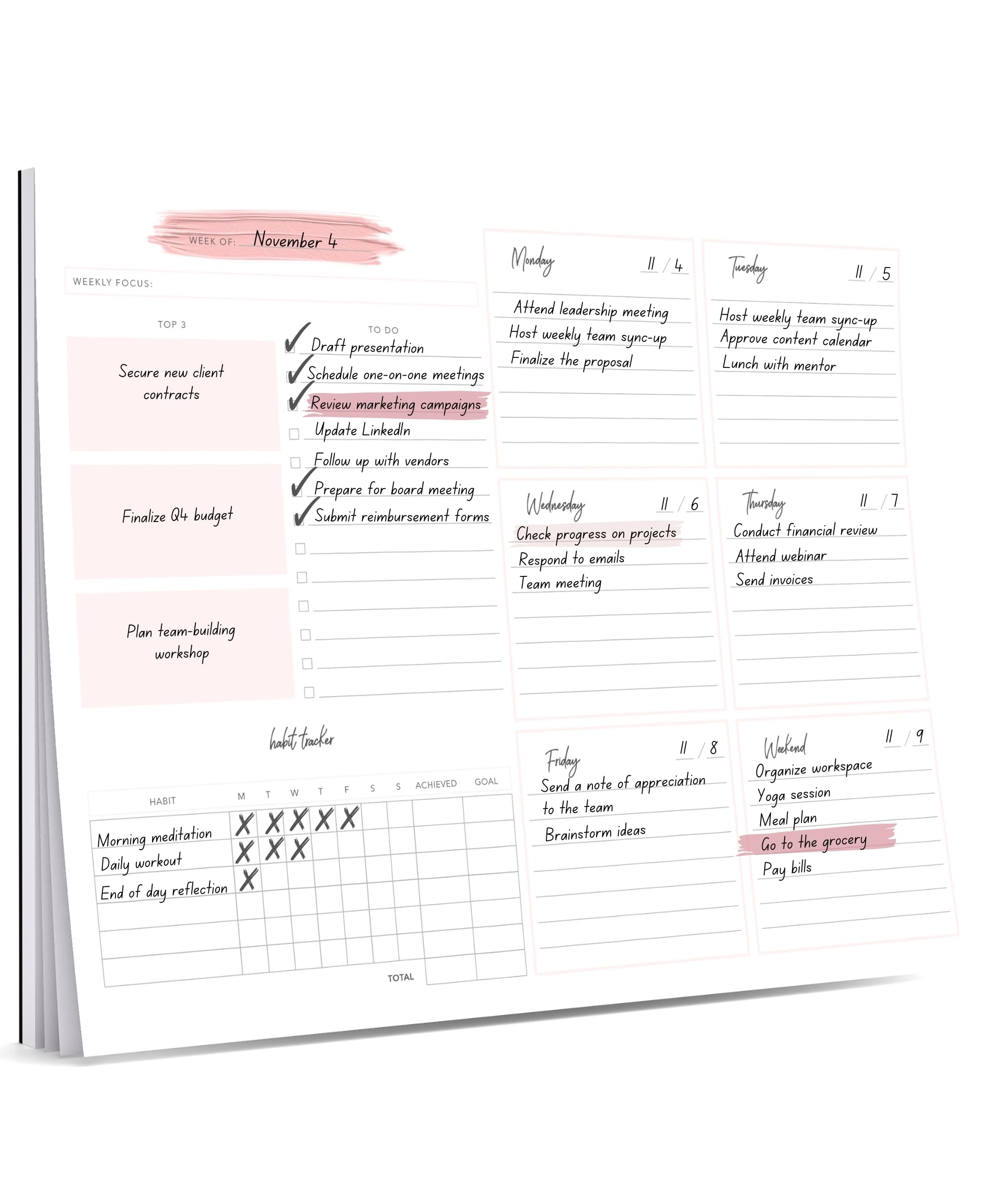 Amazon Lamare Weekly Planner Notepad Premium Undated Weekly To Do List Notepad For School Home Office Desk To Do List And Productivity Planning Pad Office Products