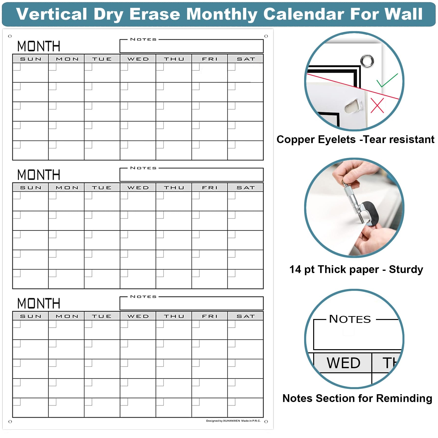 Amazon Large 3 Month Dry Erase Calendar For Wall 36x24 Inch 