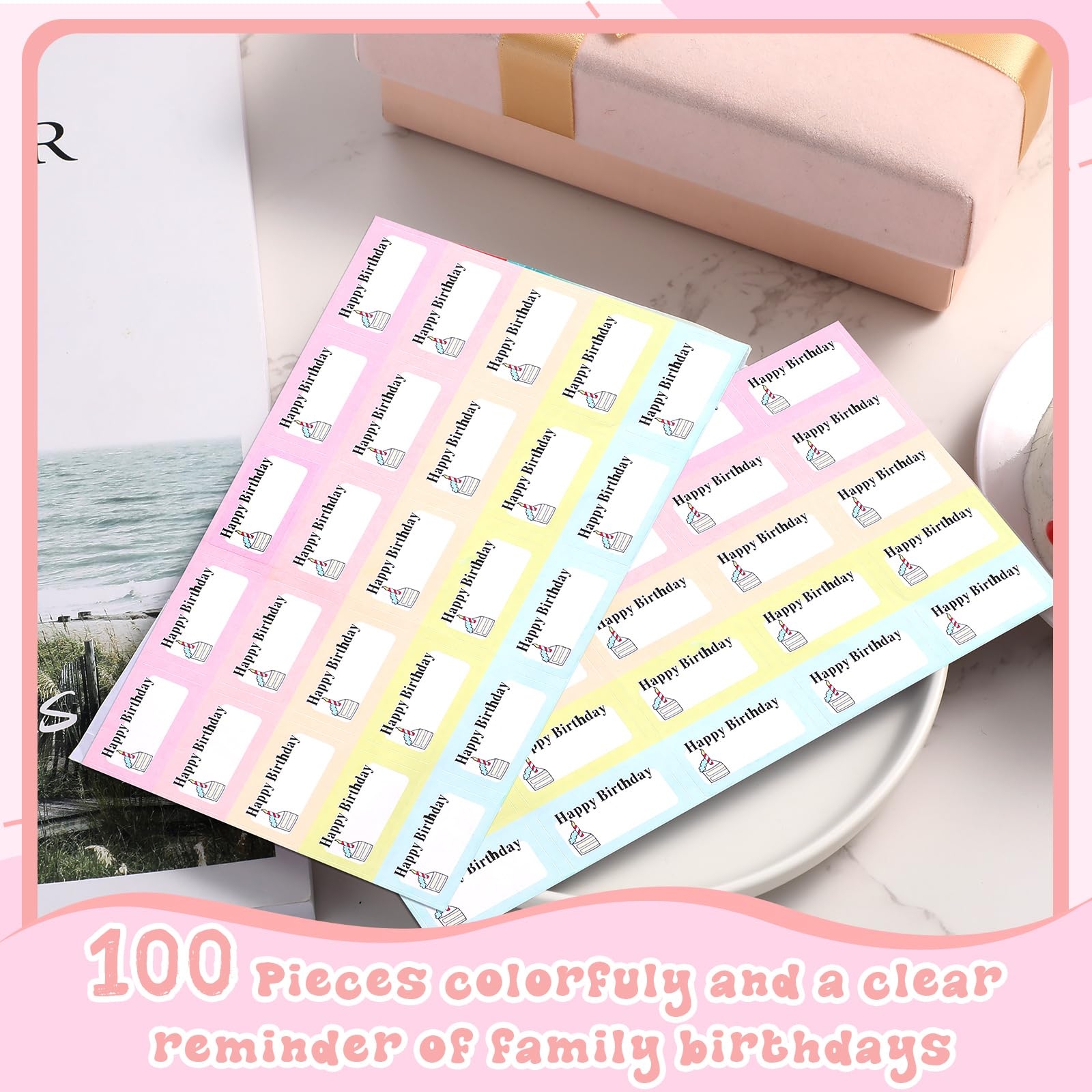 Amazon Spakon Birthday Planner Stickers 100 Pieces Mini Planner Labels With Cake Style For Kids Adults Calendar Pink Office Products