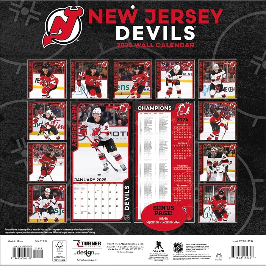 Amazon TURNER SPORTS New Jersey Devils 2025 12x12 Team Wall Calendar 25998011947 Office Products Amazon TURNER SPORTS New Jersey Devils 2025 12x12 Team Wall Calendar 25998011947 Office Products