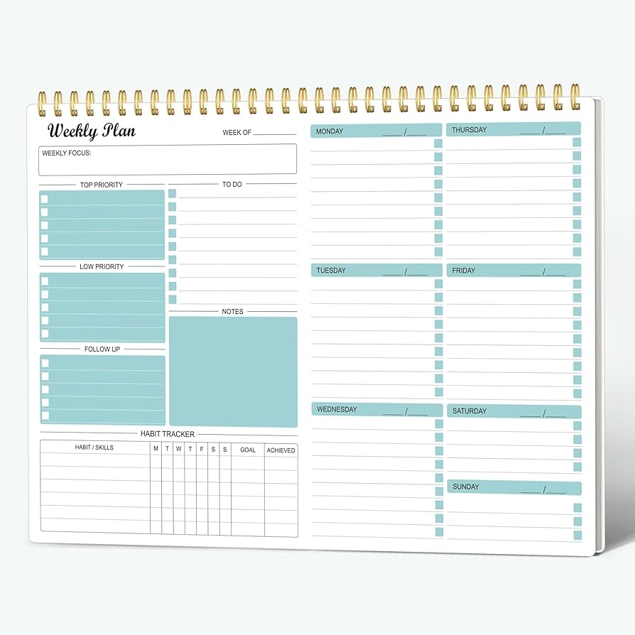 Amazon Weekly Planner Notepad Undated Weekly Goals Schedule Planner To Do List Notebook Planning Pad Calendars Organizers Habit Tracker Journal For Man Women 52 Weeks 8 5x11 Office Products