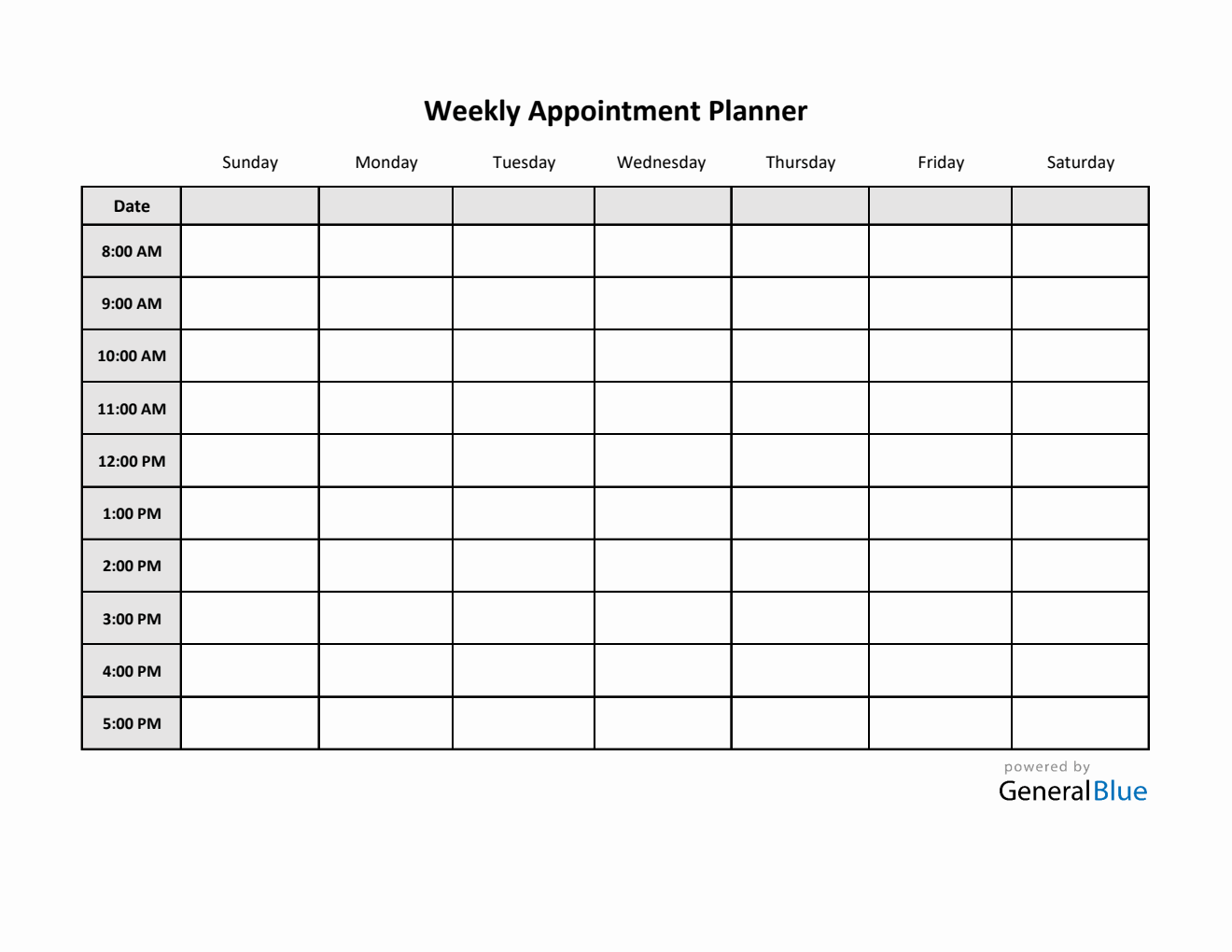 Printable Appointment Schedule Calendar