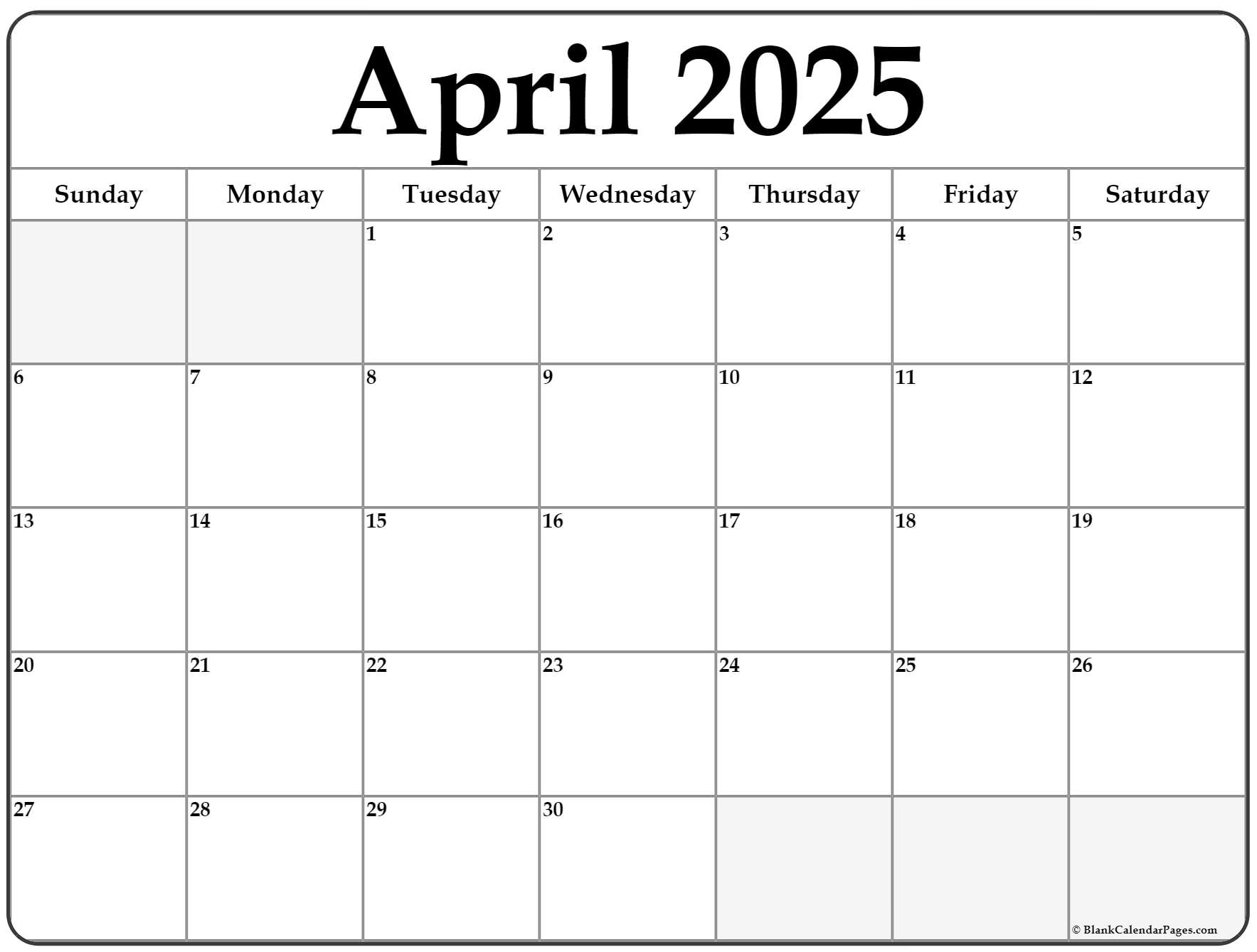 April 2025 Calendar Free Printable Calendars