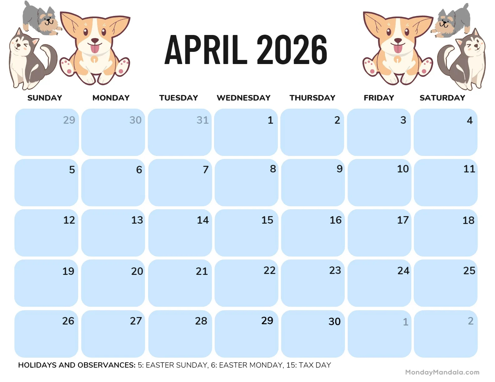 April 2026 Calendars Free PDF Printables 