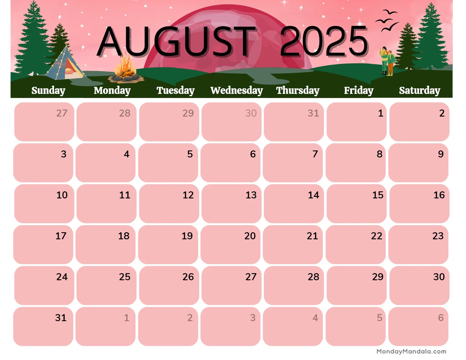 August 2025 Calendar 52 Free PDF Printables 