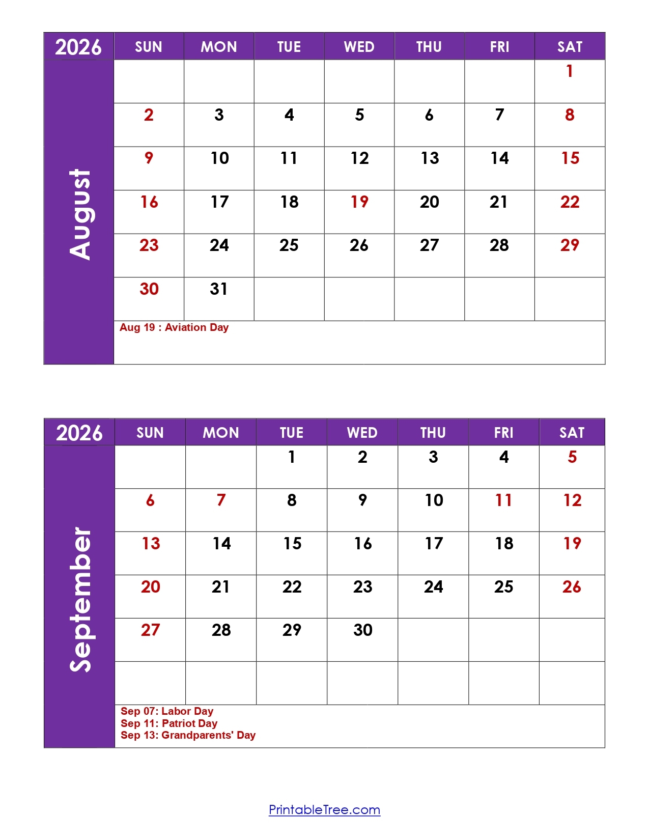 August 15 To September 15 Printable Calendar