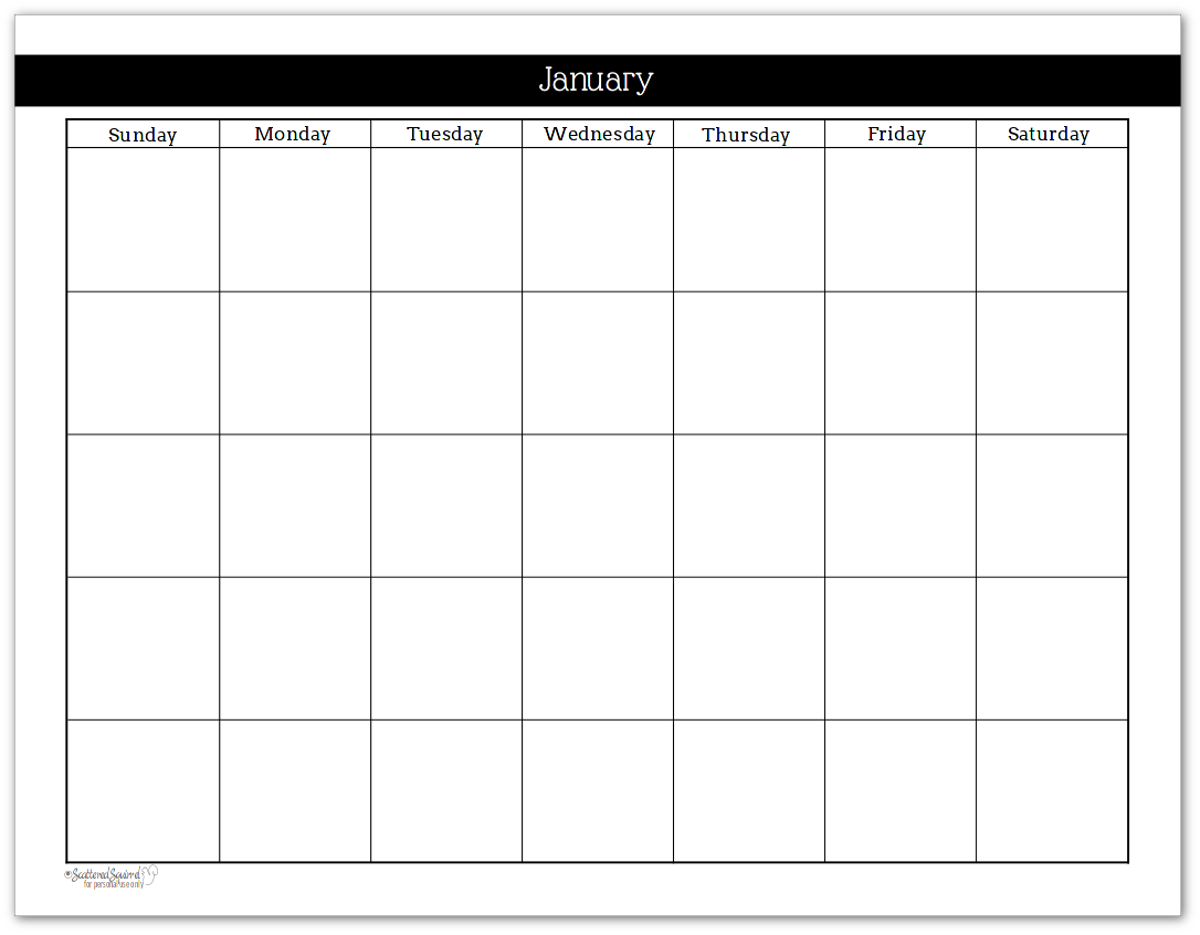 Black And White Undated Monthly Calendars Are Great Additions To Your Planner
