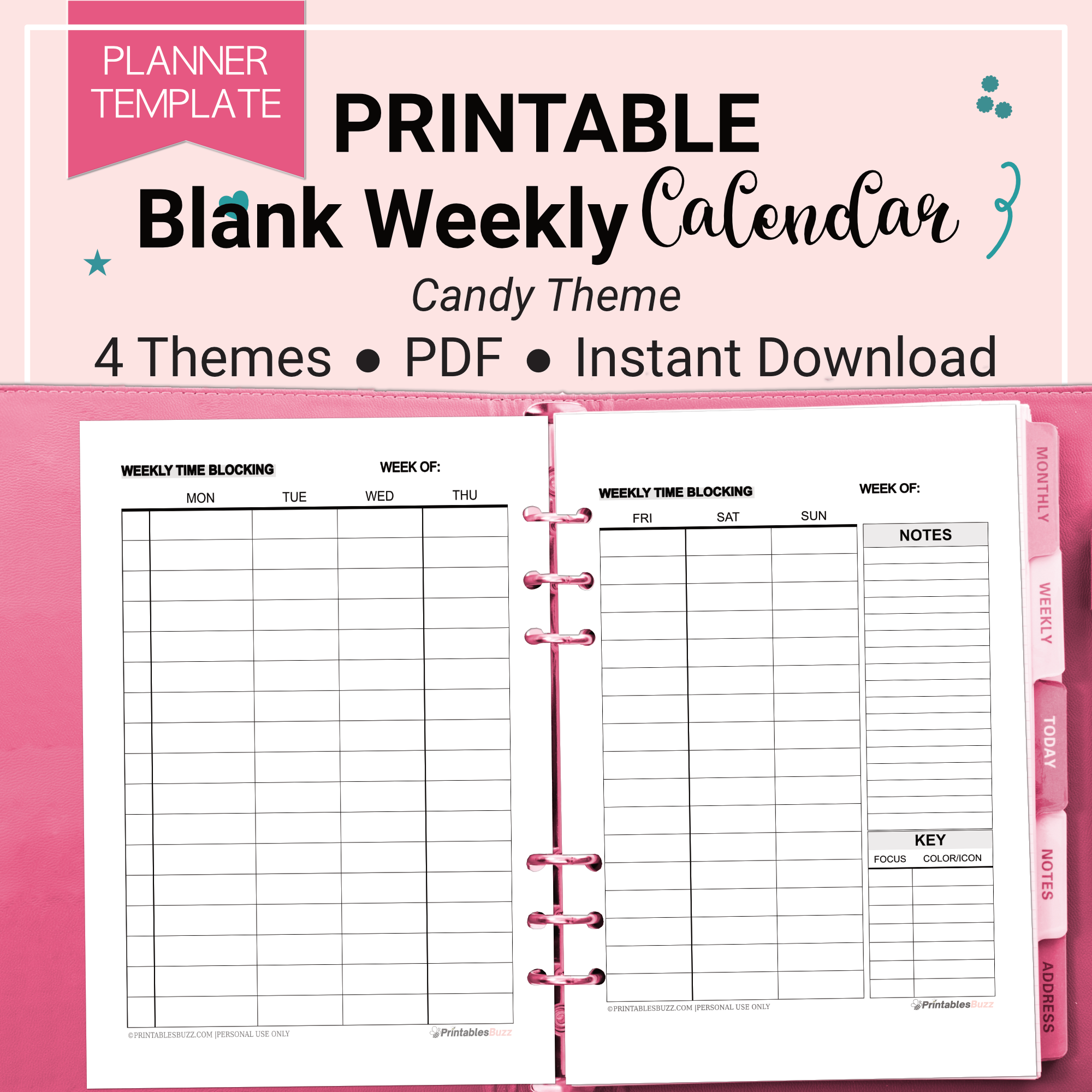 Printable Blank Weekly Calendar