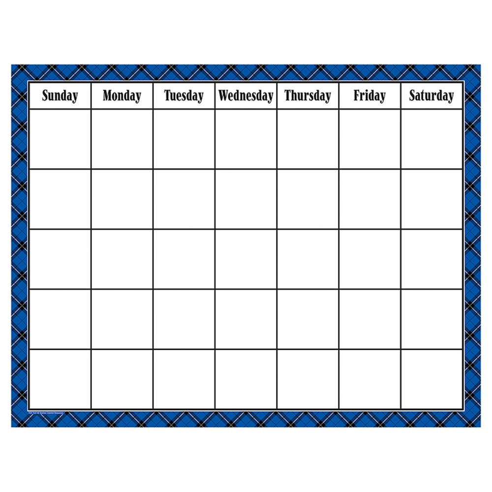 Blue Plaid Calendar Chart TCR7547 Teacher Created Resources Blue Plaid Calendar Chart TCR7547 Teacher Created Resources