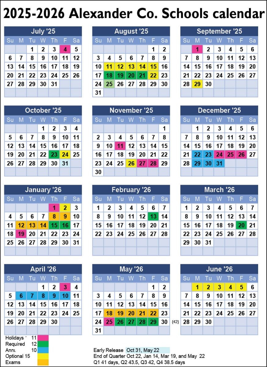 2025-26 Printable School Calendar