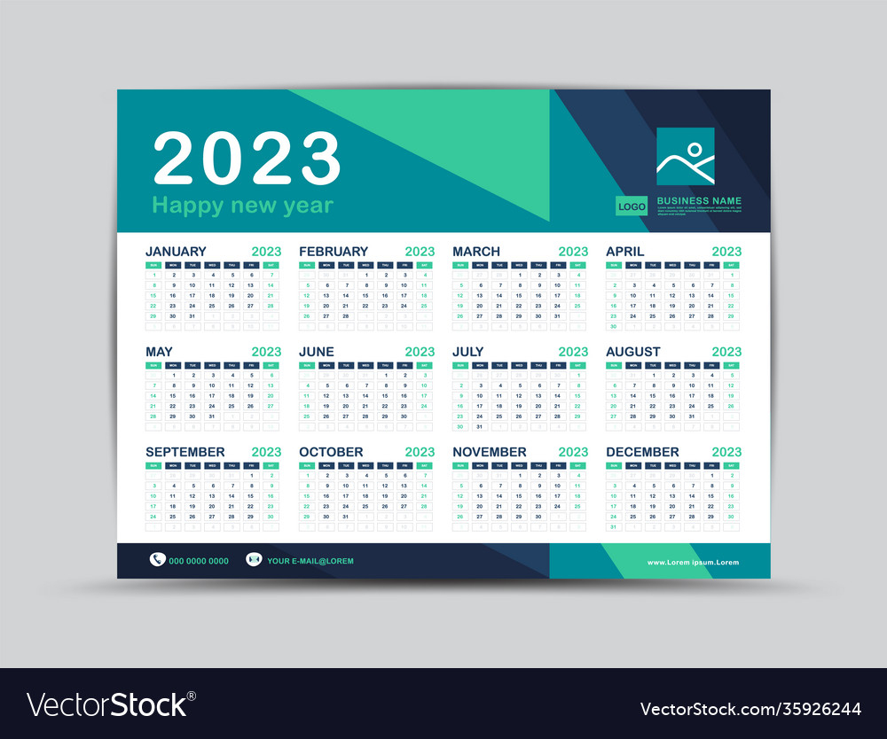 Calendar 2023 Template Desk Design Royalty Free Vector Image