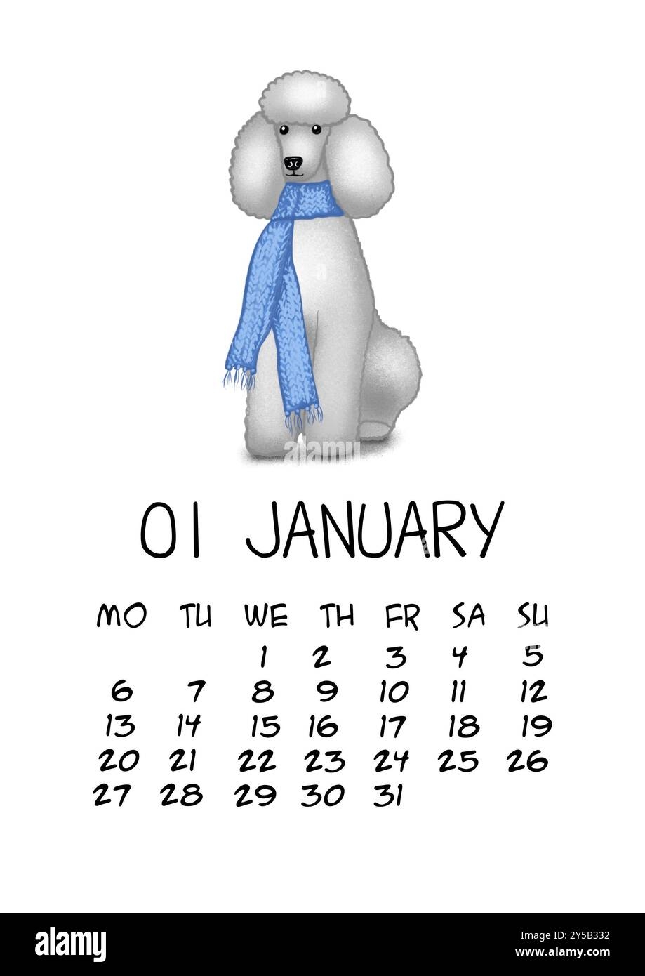 Calendar 2025 With Hand Drawn Dogs On White Background Stock Photo Alamy