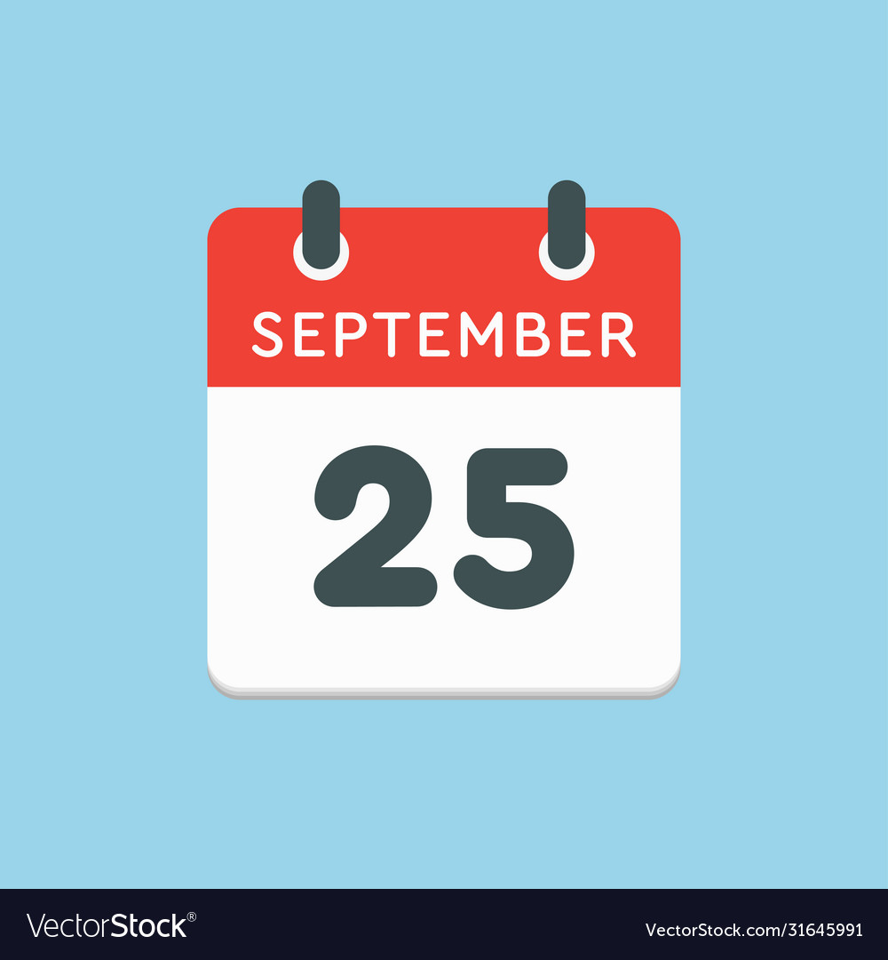 Calendar Icon Day 25 September Template Date Days Vector Image