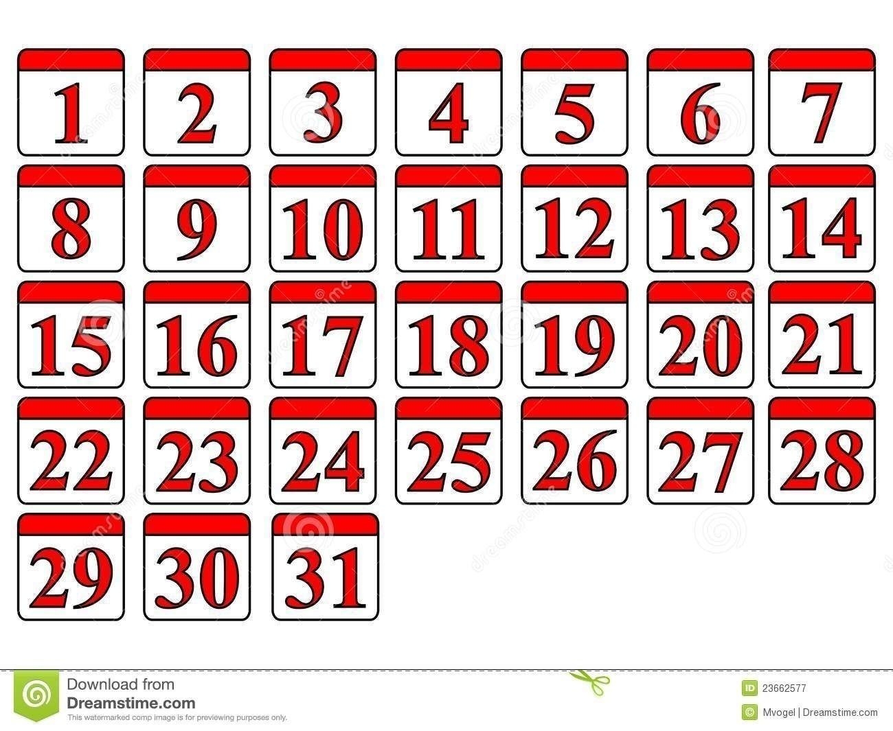 Calendar Numbers 1 31 Calendar Numbers 1 31