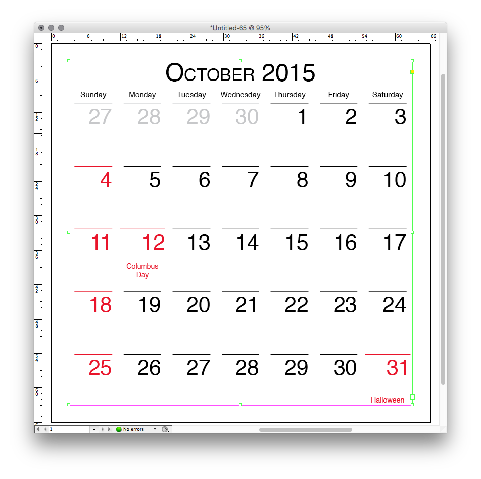 Printable Calendar 95 By 65