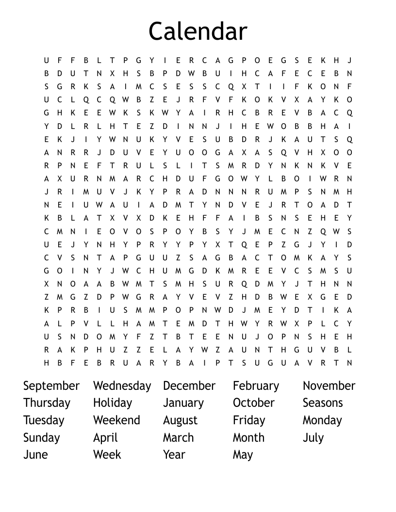 Free Printable Word Calendar
