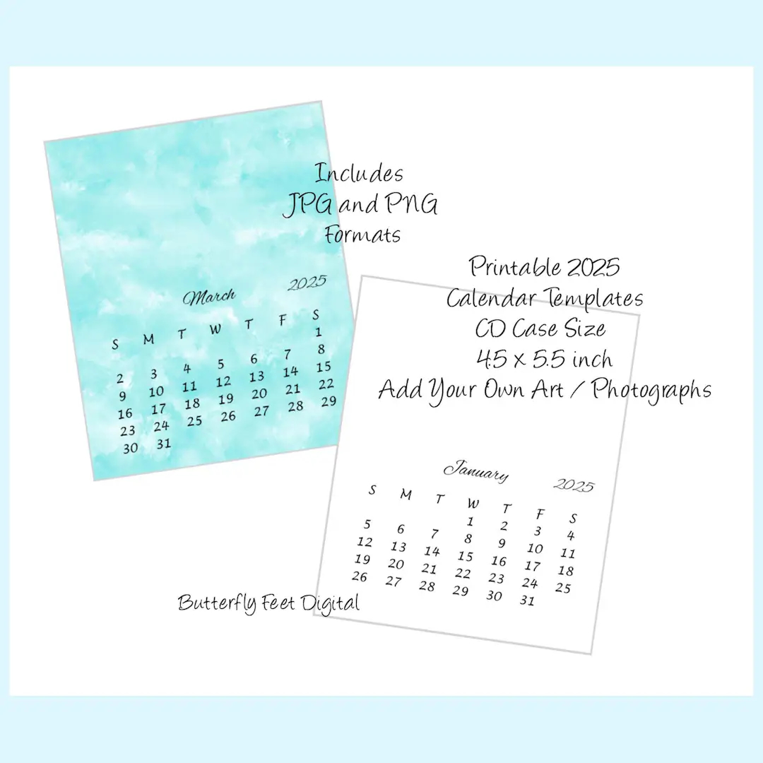 CD Case Printable 2025 Calendar Templates Add Your Own Art Photographs Desk Calendar 4 5 X 5 5 Inch Digital Download Etsy