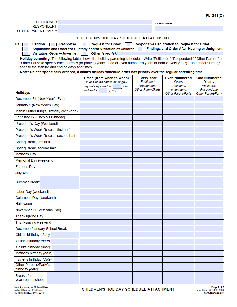 Free Printable Custody Calendar