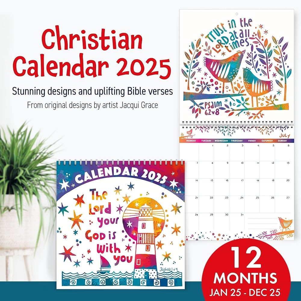 Christian Calendar 2025 Christian Calendar 2025 Wall Calendar With Bible Verses Christian Wall Calendar 2025 In English Ideal Christian Gift Idea By Just Cards Amazon de Stationery Office Supplies