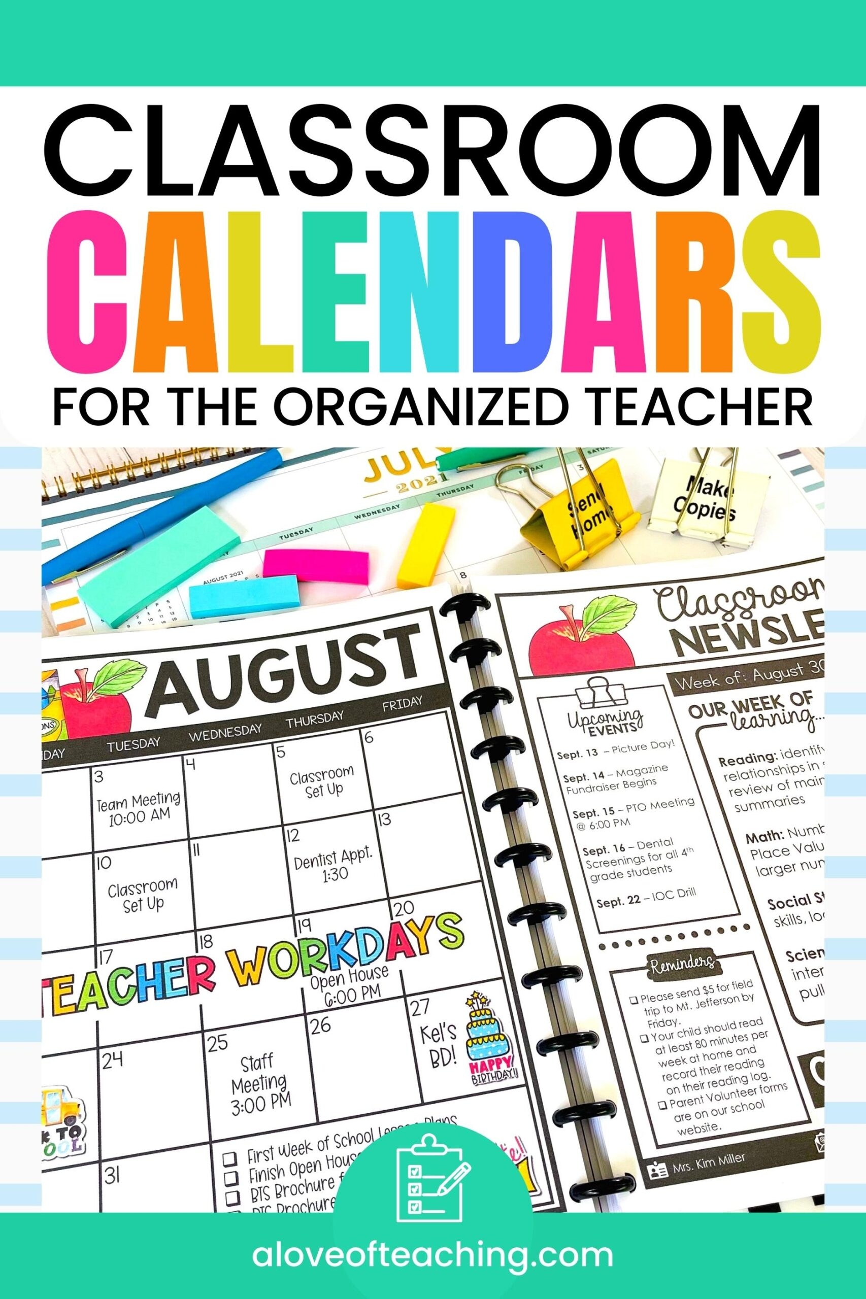 Classroom Calendars For The Organized Teacher A Love Of Teaching Kim Miller Classroom Calendars For The Organized Teacher A Love Of Teaching Kim Miller