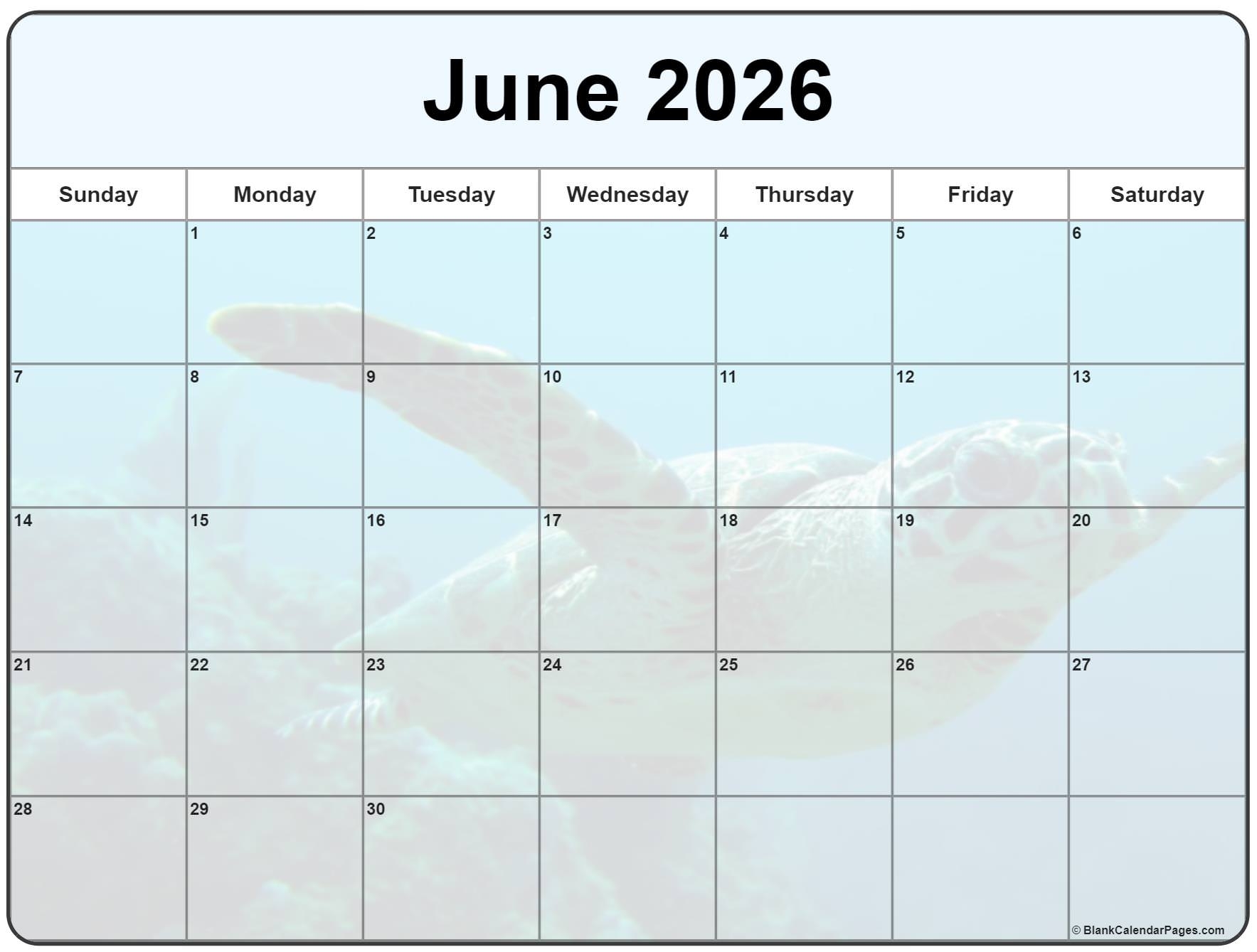 Collection Of June 2026 Photo Calendars With Image Filters 