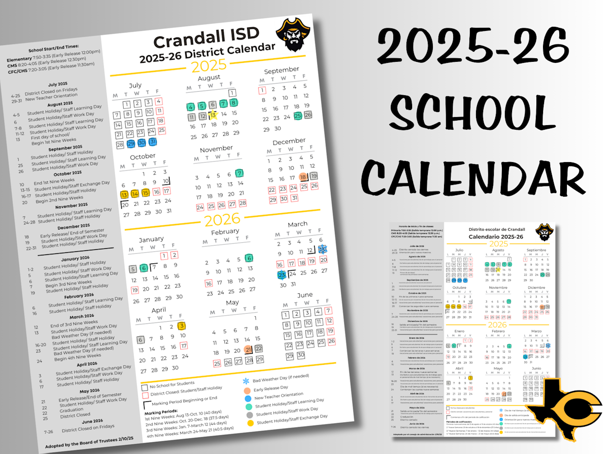 Crandall ISD Board Approves 2025 26 School Year Calendar At February Board Meeting Stories Crandall ISD Board Approves 2025 26 School Year Calendar At February Board Meeting Stories
