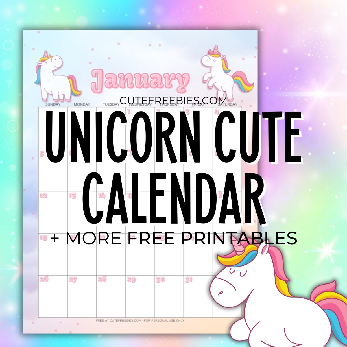 Cute 2025 Unicorn Calendar Free Printable Cute Freebies For You