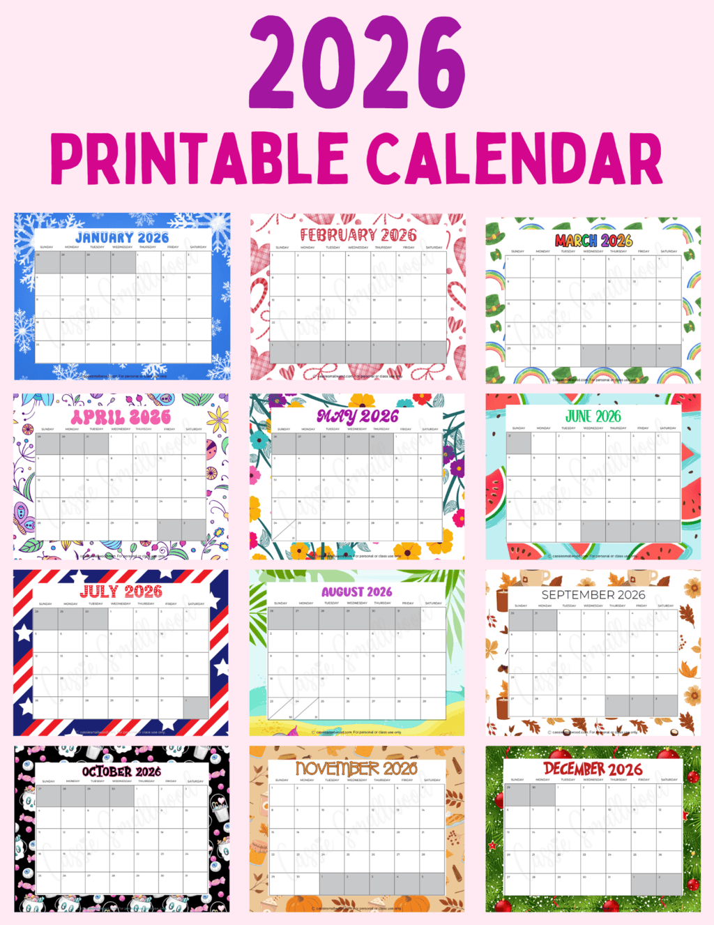 August 2026 Calendar Printable Free