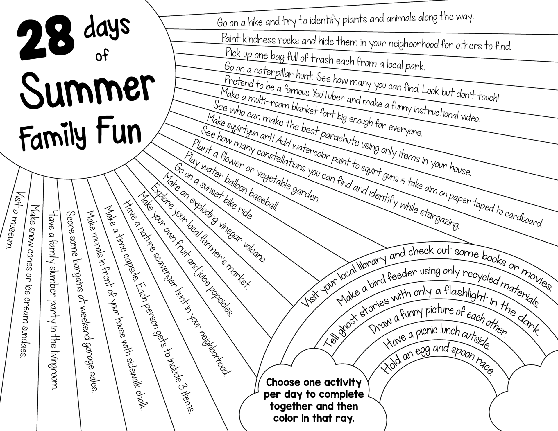 Summer Fun Calendar Printable Summer Fun Calendar Printable