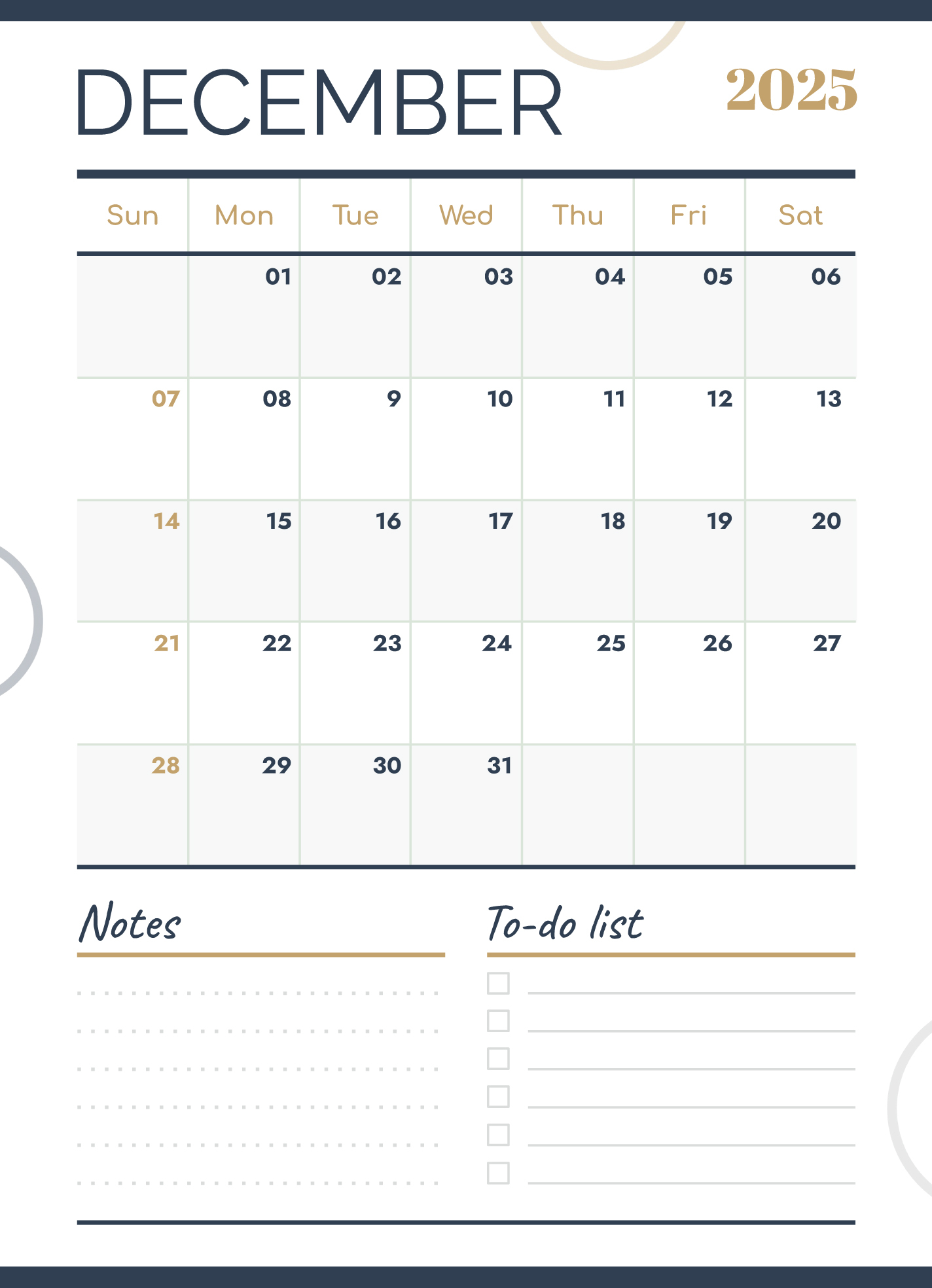 December 2025 Calendar Free Google Docs Template Gdoc io