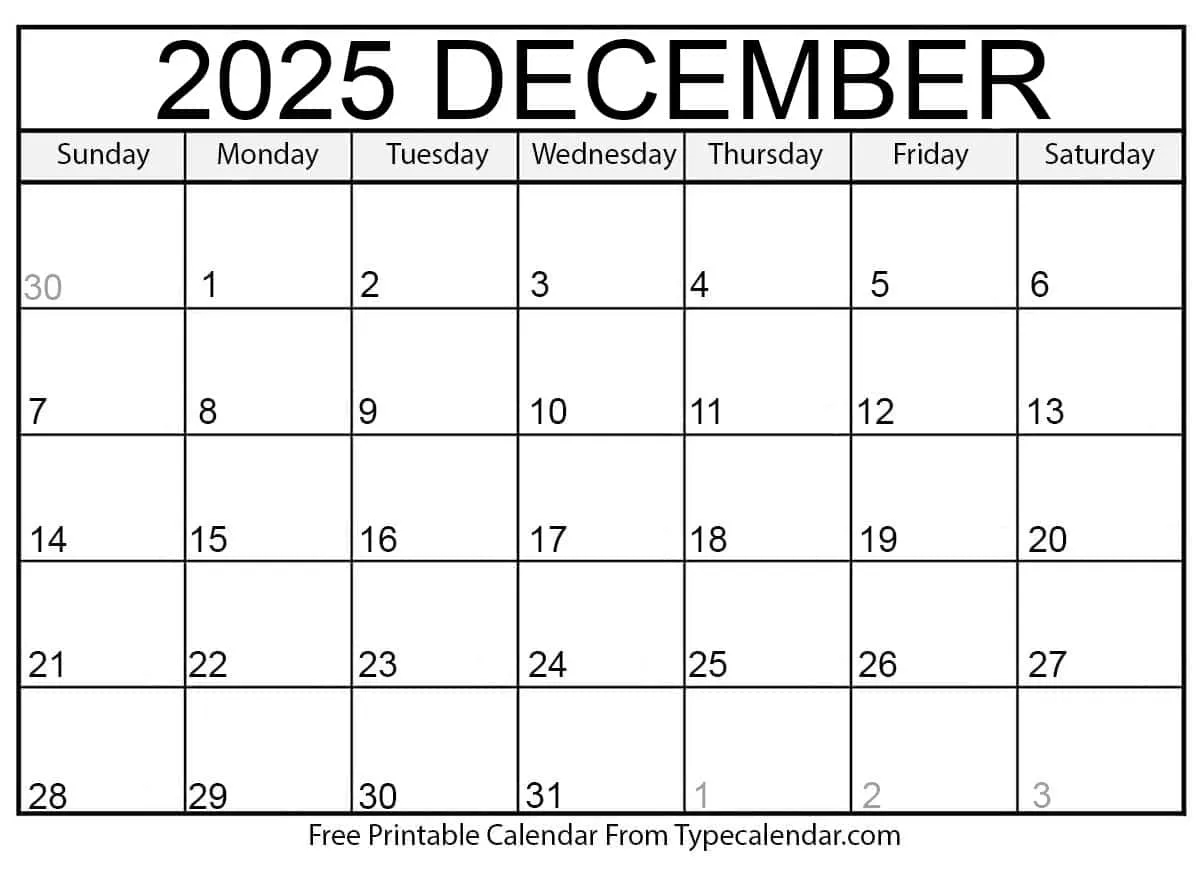 December 2025 Calendars Free Printable Templates