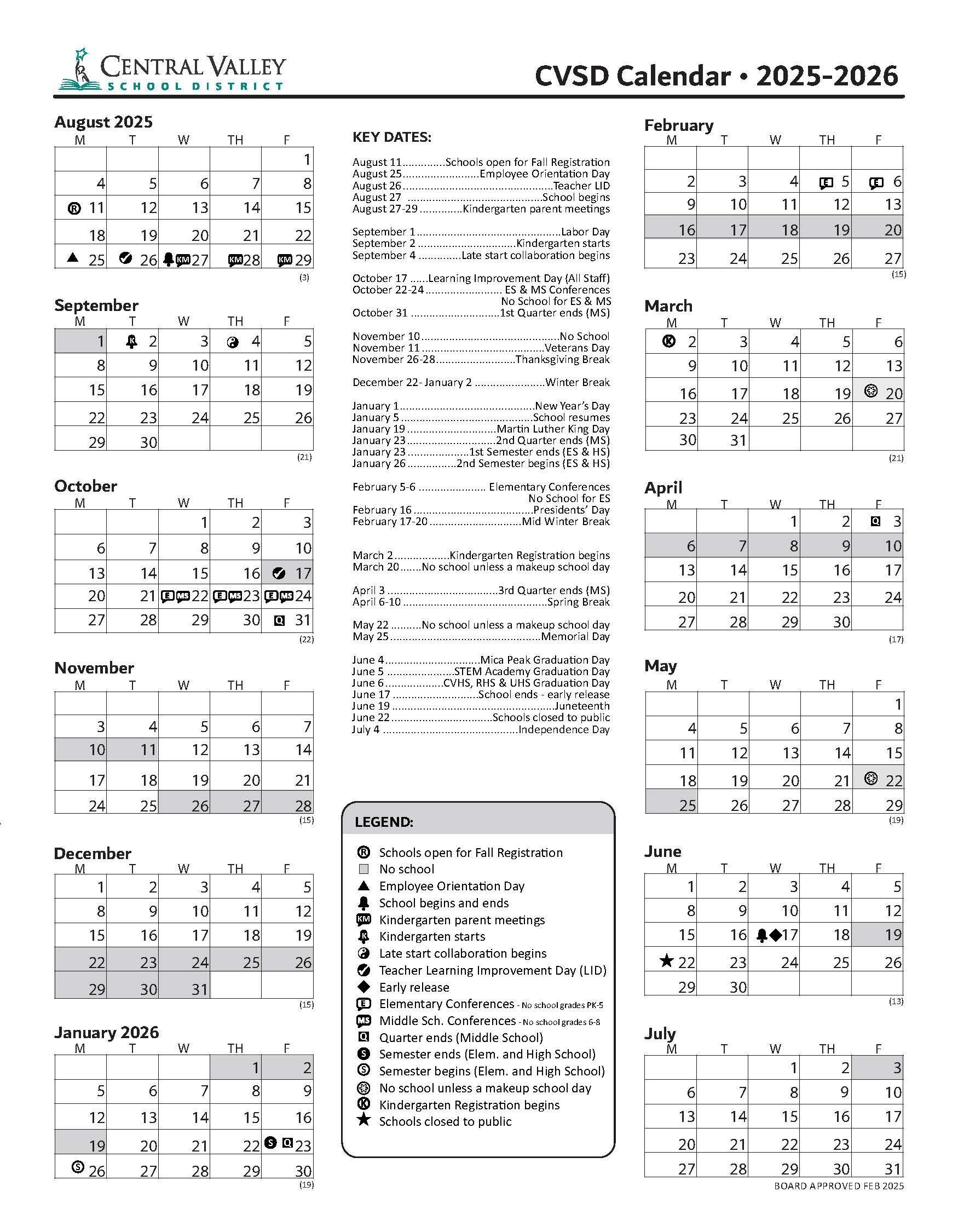Calendar 2025-2026 Academic Printable